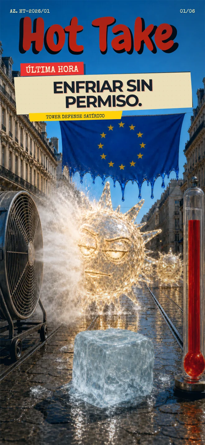 Arte de campaña de HOT TAKE: Europa se derrite bajo el calor